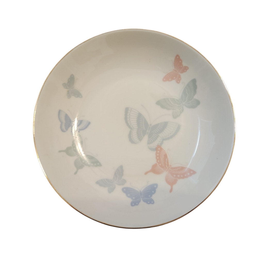 Japanese Butterfly Porcelain Plate With Wall Hanger